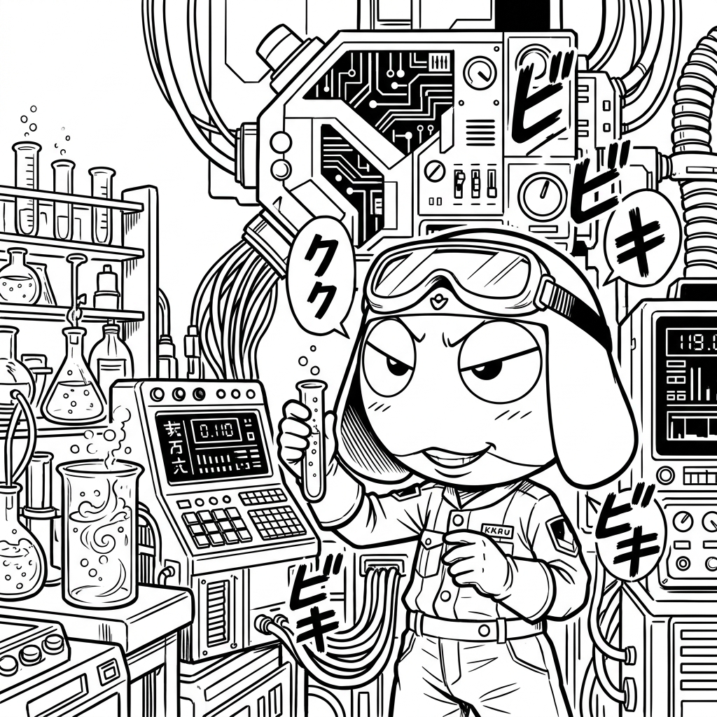 Kururu in his chaotic lab